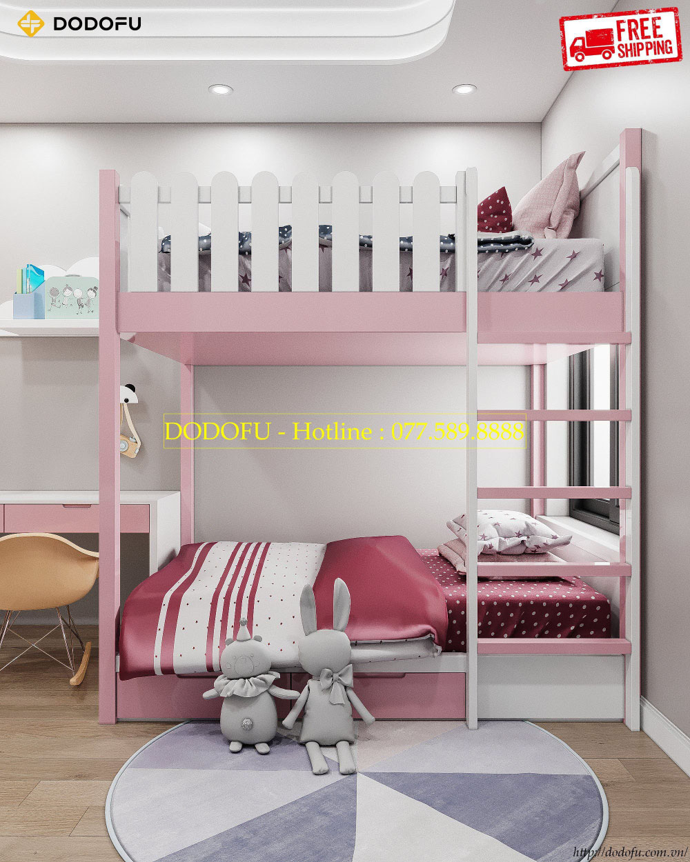 Thiết kế nội thất phòng ngủ cho bé gái nhà anh Hoàng tại Hải Phòng