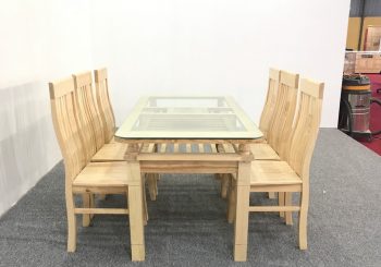 Bộ bàn ăn gỗ sồi màu tự nhiên 6 ghế