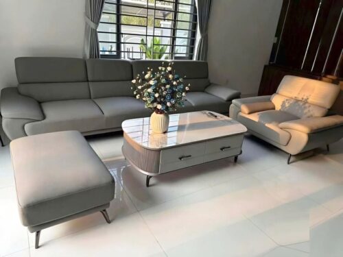 Bộ Sofa da 2 ghế 1 đôn to SV88