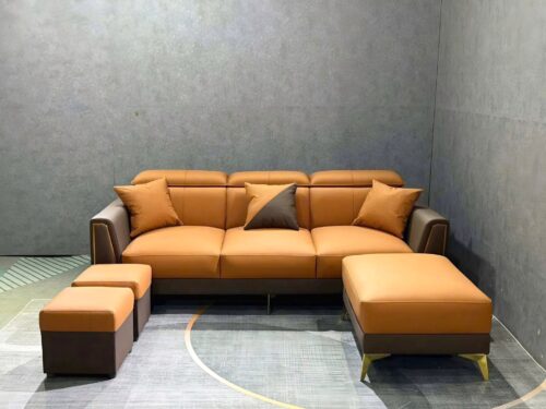 Ghế sofa da văng kèm 3 đôn SD75