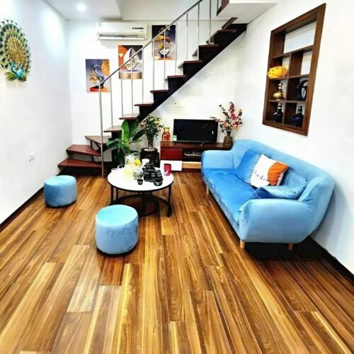Bộ sofa nỉ nhung xanh da trời 2 đôn