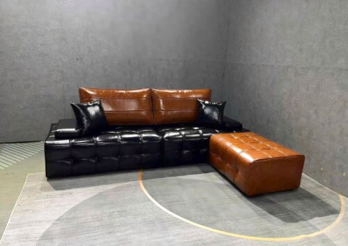 Ghế sofa văng da bóng cao cấp kèm ghế phụ SD62