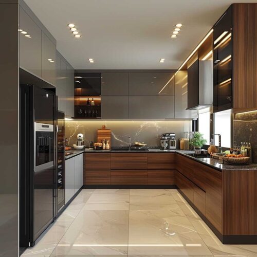 Tủ bếp Plywood veneer gỗ óc chó sơn Inchem - Hình ảnh 4
